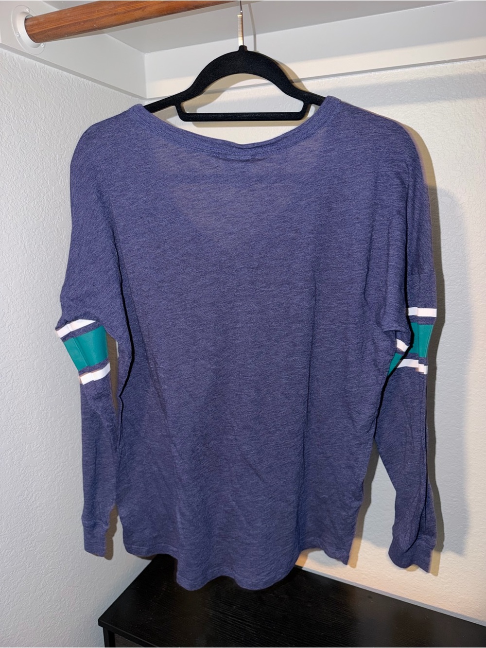 Victoria's Secret PINK Blue Varsity Long Sleeve Henley Tee - Picture 2 of 5